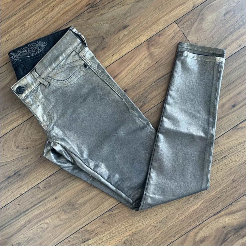 Express Gold Skinny Jeans, Low Rise